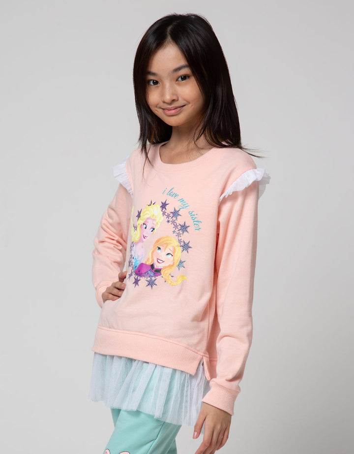 Disney Frozer Ruffle Bawah Sweater Anak Perempuan