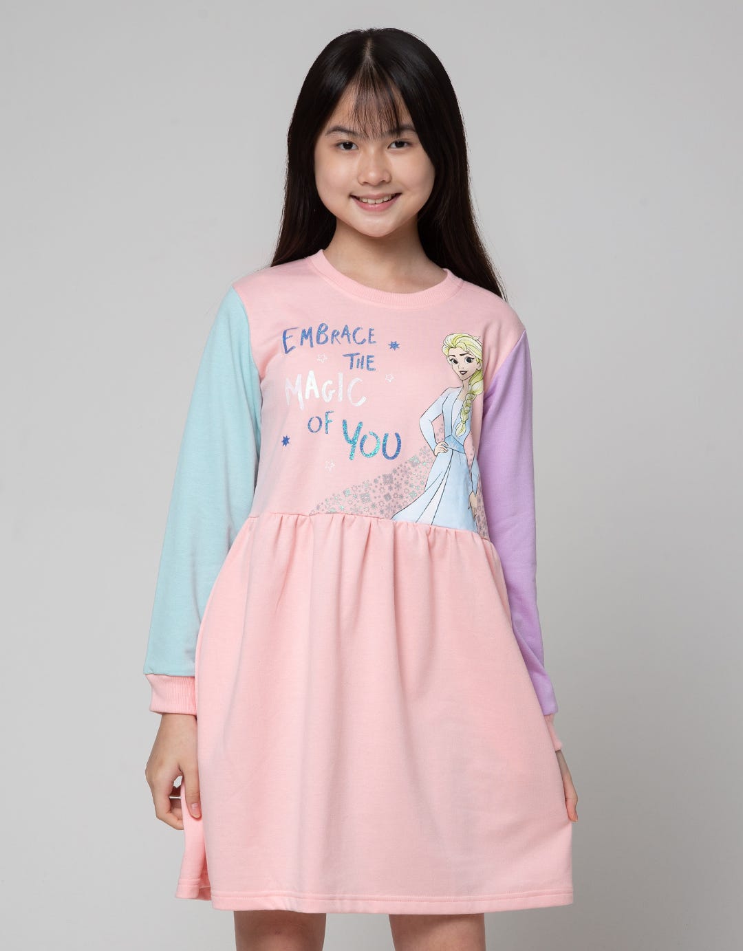 Disney Long Sleeve Midi Dress Cut And Sewn Frozen