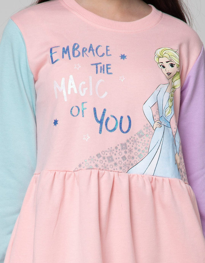 Disney Long Sleeve Midi Dress Cut And Sewn Frozen