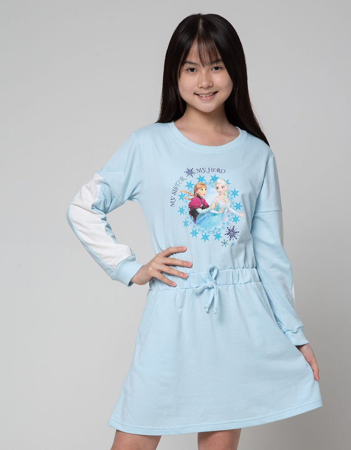 Disney Long Sleeve Midi Dress Cut And Sewn Frozen