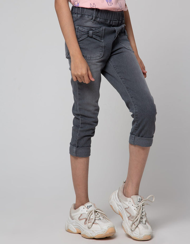 Little M Denim Long Pants Kantong Depan Aplikasi Pita