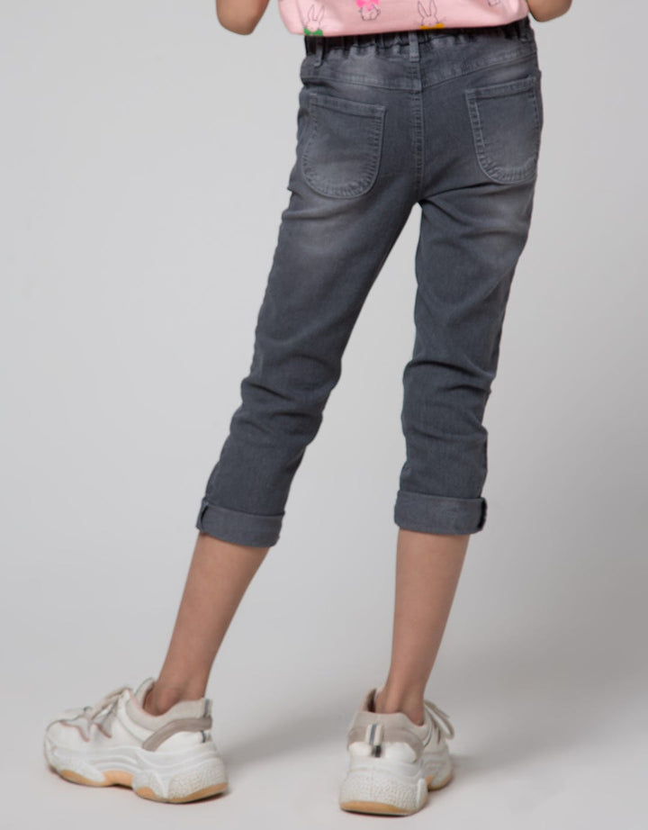 Little M Denim Long Pants Kantong Depan Aplikasi Pita