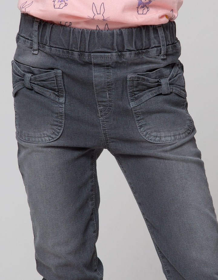 Little M Denim Long Pants Kantong Depan Aplikasi Pita
