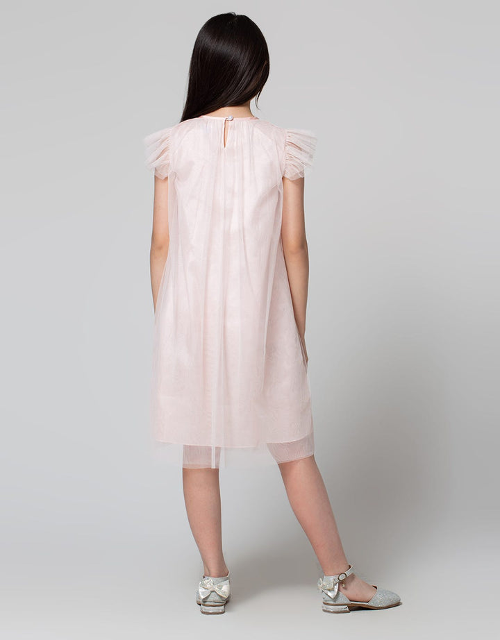 Kidz Too Short Sleeve Midi Dress Tangan Geber Bordir Bunga
