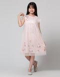 Kidz Too Short Sleeve Midi Dress Tangan Geber Bordir Bunga