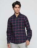 Cardinal Mini Check Kemeja Lengan Panjang Pria