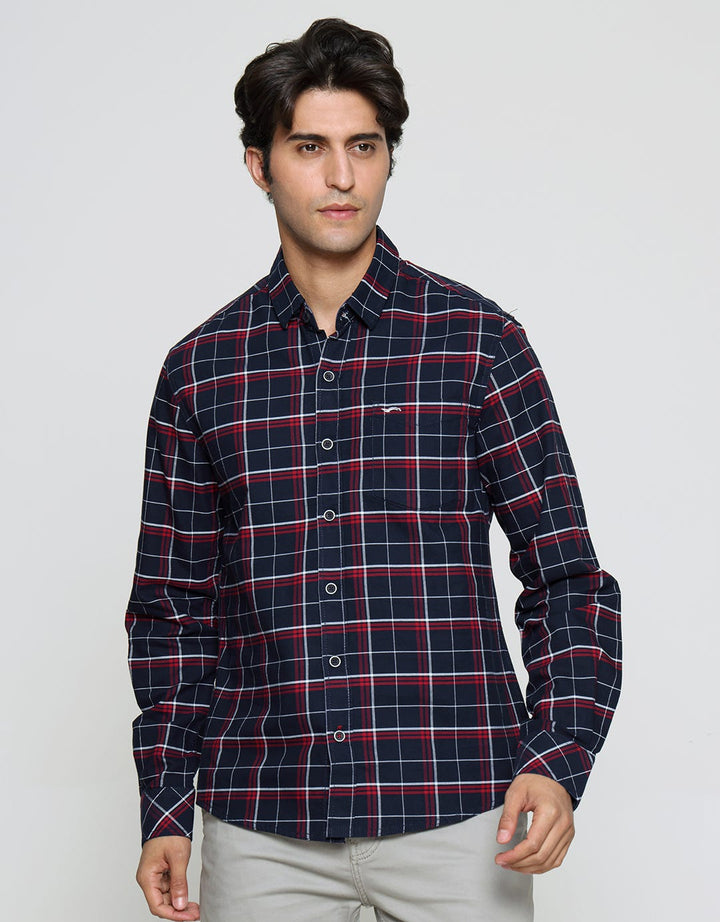 Cardinal Mini Check Men's Long Sleeve Shirt