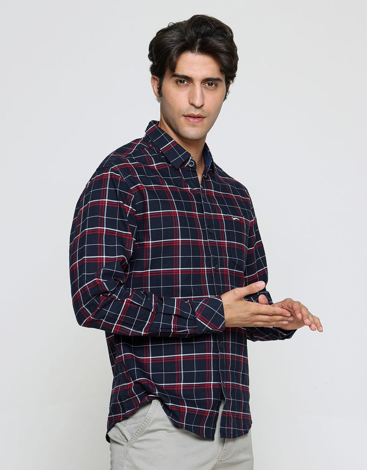 Cardinal Mini Check Men's Long Sleeve Shirt