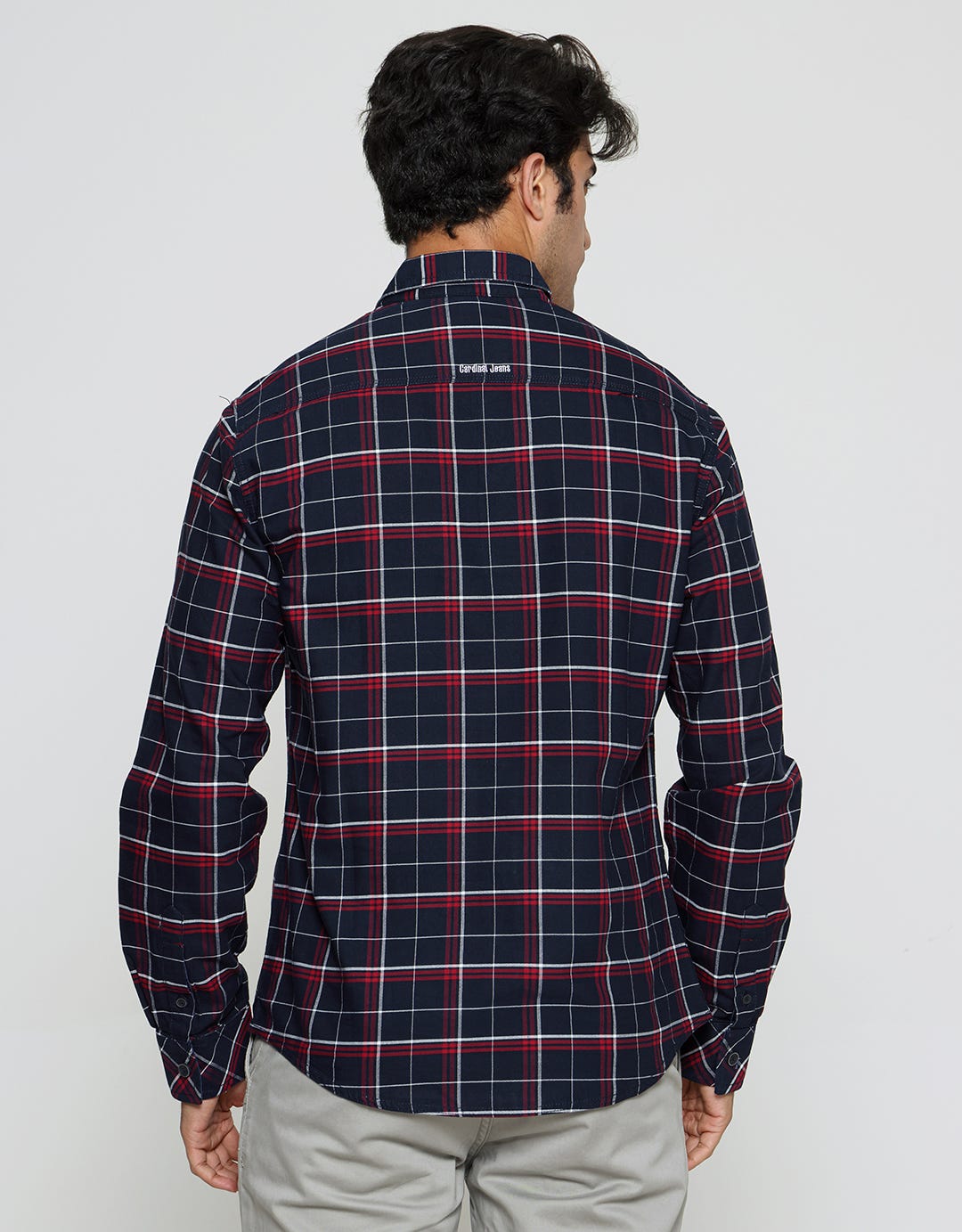 Cardinal Mini Check Men's Long Sleeve Shirt