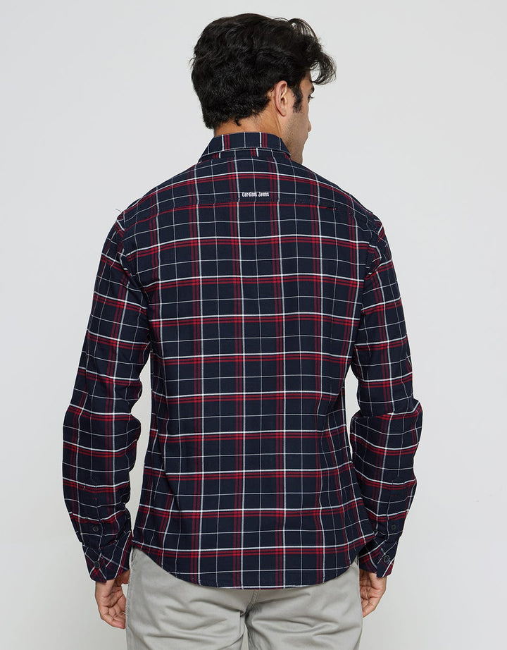Cardinal Mini Check Men's Long Sleeve Shirt