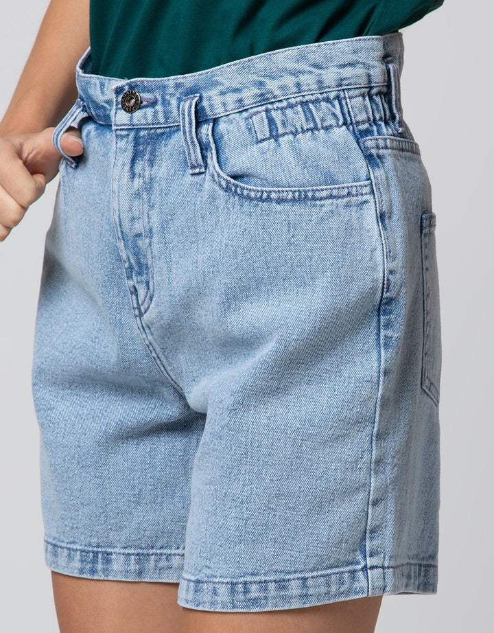 Nevada Denim Short Pants With Half Elastic