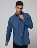 Details Long Sleeve Shirt Denim Solid