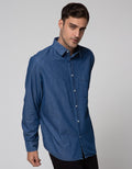 Details Long Sleeve Shirt Denim Solid