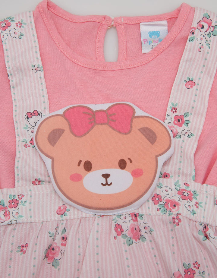 Pipiniko Short Sleeve Midi Dress Newborn Ovl Bear Set Knit