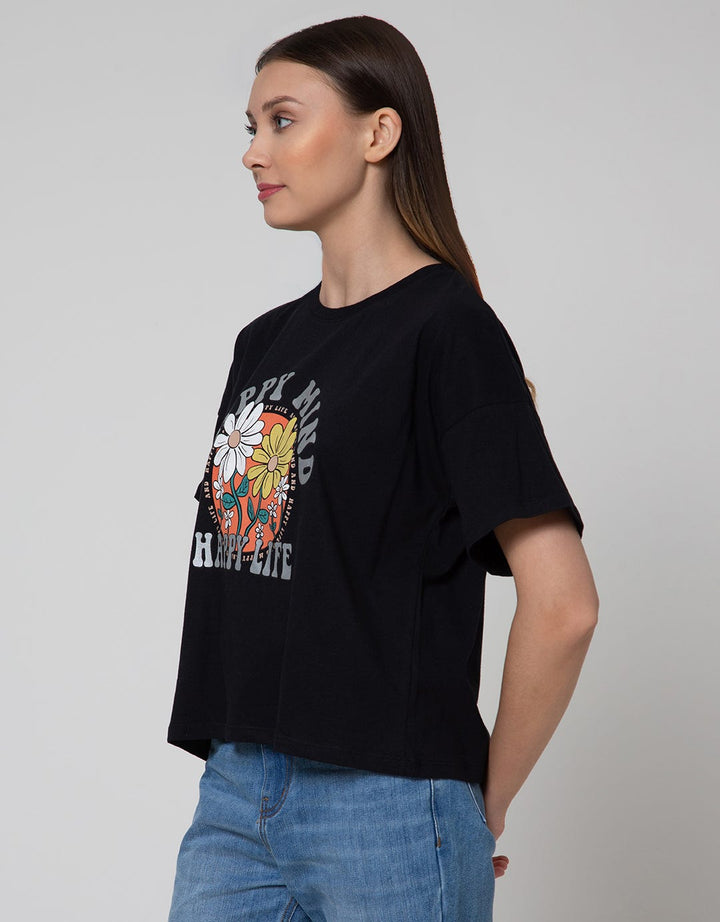 Nevada Short Sleeve T-Shirt Boxy Happy Mind Happy Life