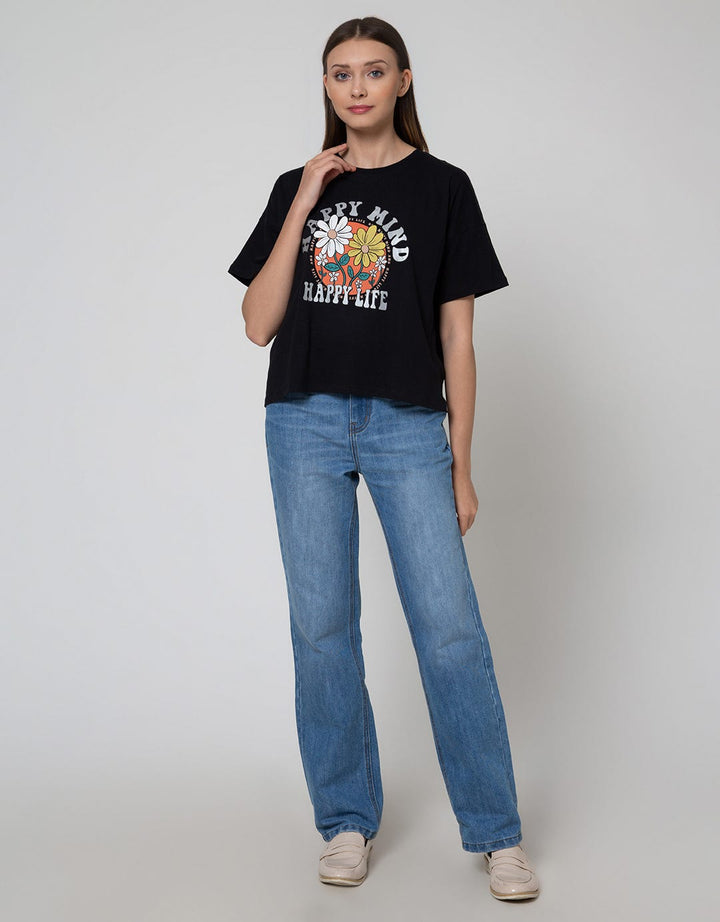 Nevada Short Sleeve T-Shirt Boxy Happy Mind Happy Life