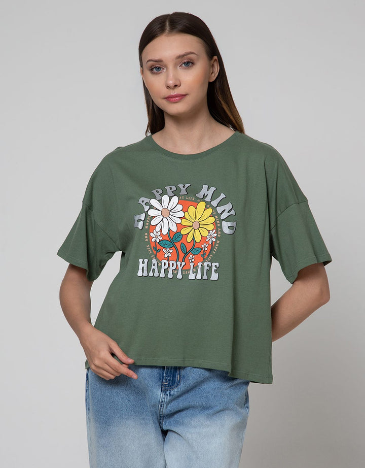 Nevada Short Sleeve T-Shirt Boxy Happy Mind Happy Life