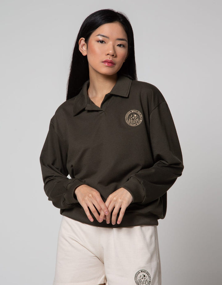 Nevada Solid Polo Neck Sweater Wanita