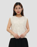 CONNEXION VEST TOP LINEN BLOUSE WANITA