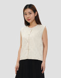 CONNEXION VEST TOP LINEN BLOUSE WANITA