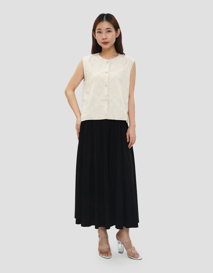 CONNEXION VEST TOP LINEN BLOUSE WANITA