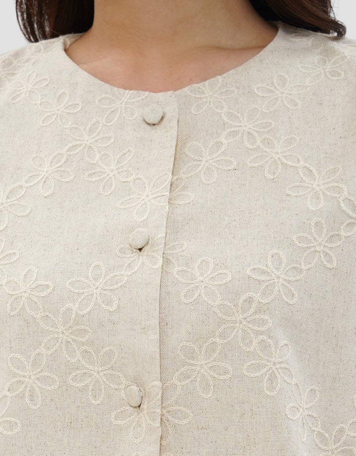 CONNEXION VEST TOP LINEN BLOUSE WANITA