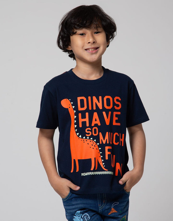 Little M Short Sleeve T-Shirt Dino Aplikasi Belakang Glow In The Dark