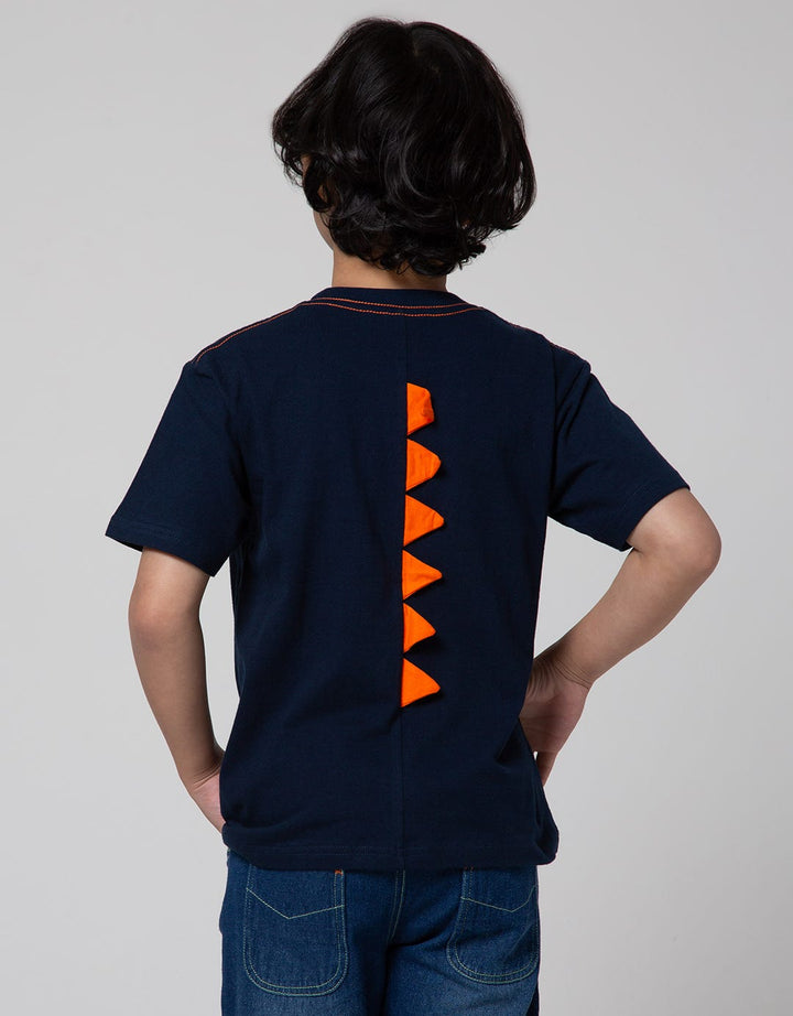 Little M Short Sleeve T-Shirt Dino Aplikasi Belakang Glow In The Dark