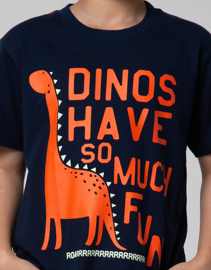 Little M Short Sleeve T-Shirt Dino Aplikasi Belakang Glow In The Dark