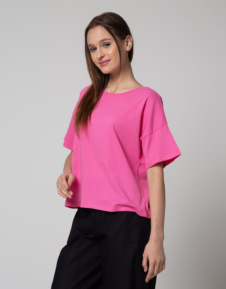 Details Short Sleeve T-Shirt Boxy Tee-Solid Colour