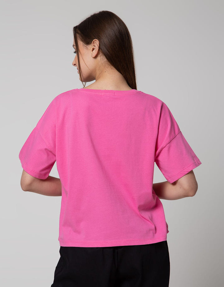 Details Short Sleeve T-Shirt Boxy Tee-Solid Colour