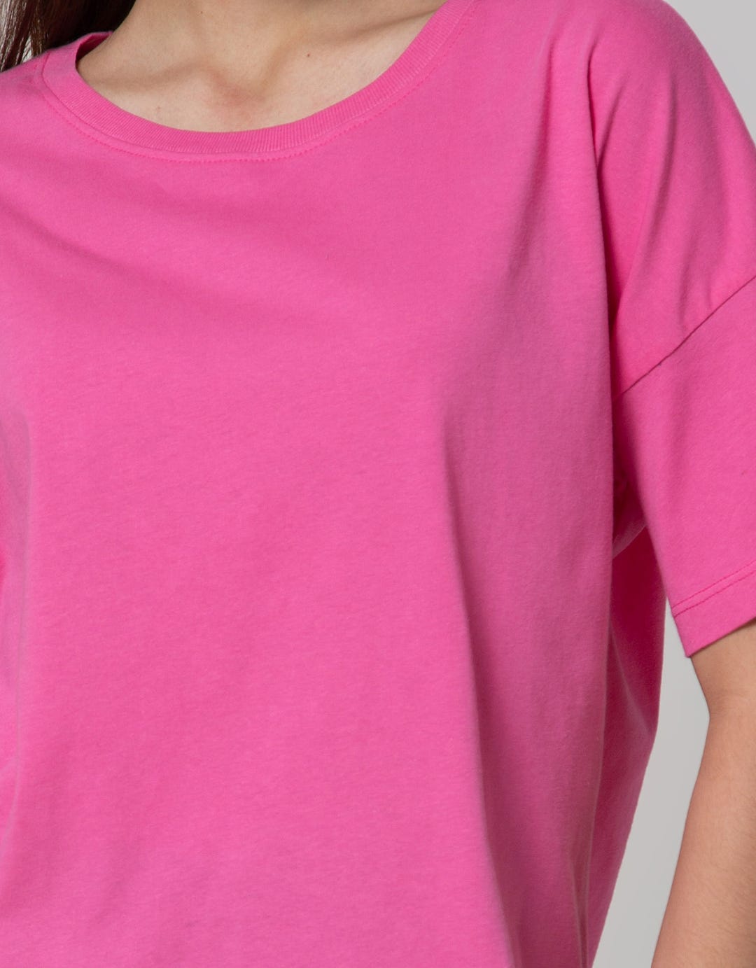 Details Short Sleeve T-Shirt Boxy Tee-Solid Colour