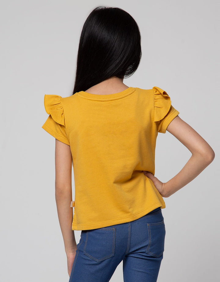 Little M Short Sleeve T-Shirt Ruffle Non Side Print Flower