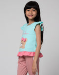 Little M Short Sleeve T-Shirt Ruffle Lengan Pita Cute Bear