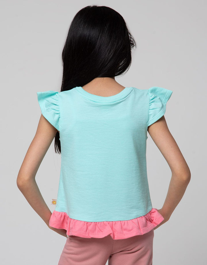 Little M Short Sleeve T-Shirt Ruffle Lengan Pita Cute Bear