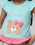 Little M Short Sleeve T-Shirt Ruffle Lengan Pita Cute Bear