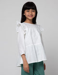 Little M Long Sleeve Blouse Woven Ruffle Kombinasi Eyelet Dobby
