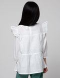 Little M Long Sleeve Blouse Woven Ruffle Kombinasi Eyelet Dobby