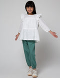 Little M Long Sleeve Blouse Woven Ruffle Kombinasi Eyelet Dobby