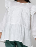 Little M Long Sleeve Blouse Woven Ruffle Kombinasi Eyelet Dobby