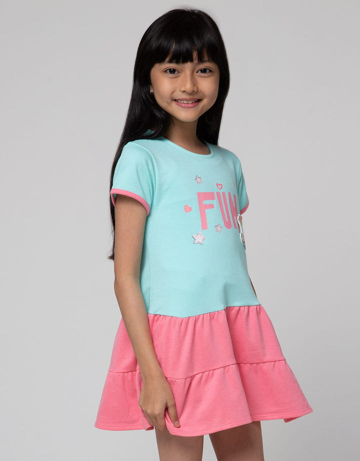 Little M Short Sleeve Midi Dress Fun Bear Ruffle Bottom
