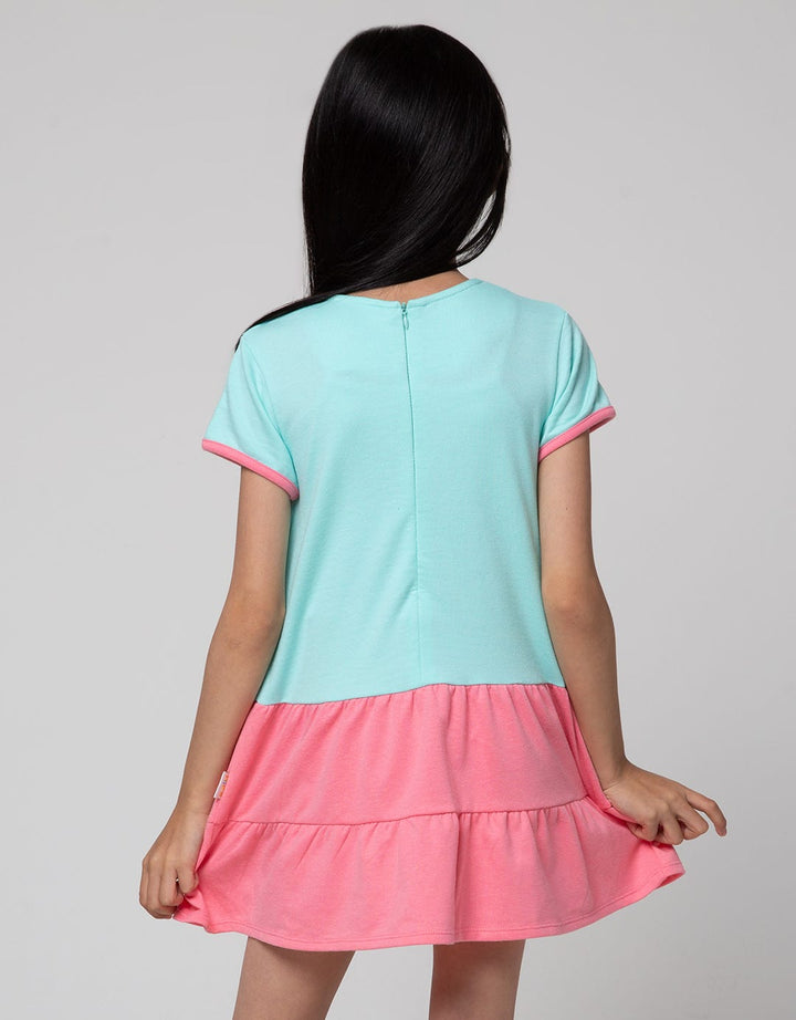 Little M Short Sleeve Midi Dress Fun Bear Ruffle Bottom