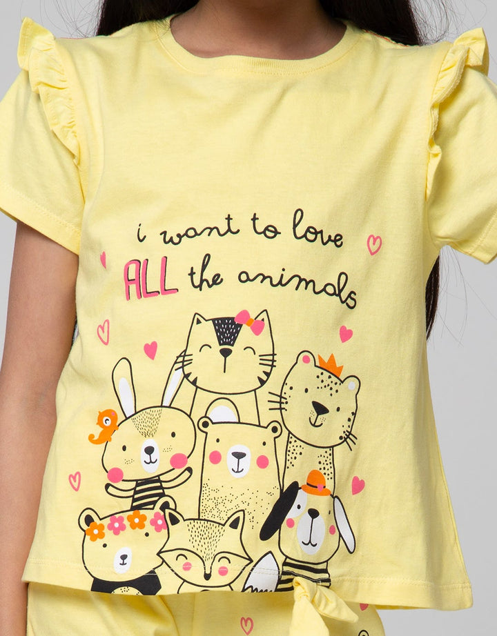 Little M Set T-Shirt And Short Cat Friends