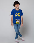 Little M Short Sleeve T-Shirt Play On Time Aplikasi Kacamata Rib Salur
