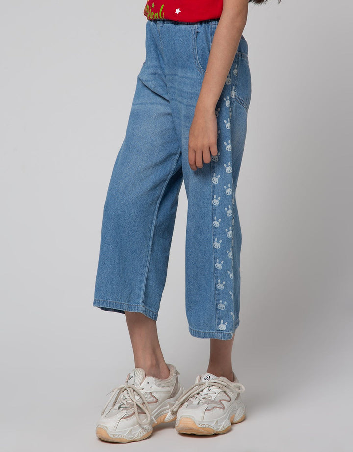 Little M Print Bunny Celana Denim Anak Perempuan