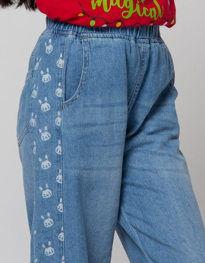 Little M Print Bunny Celana Denim Anak Perempuan