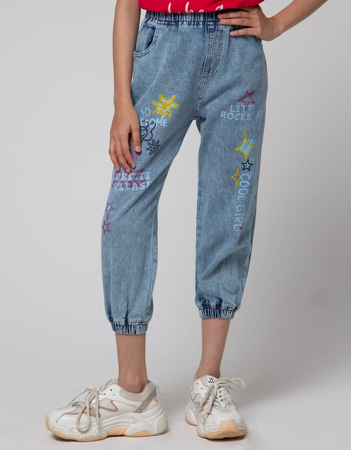 Little M Wash Print Celana Jogger Anak Perempuan