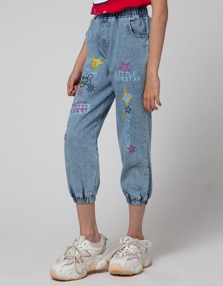 Little M Wash Print Celana Jogger Anak Perempuan