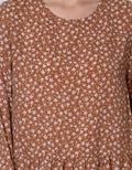 Connexion Long Sleeve Blouse Poly Print Flower With Ruffle Hem