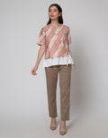 Connexion Short Sleeve Blouse Batik Fake Wrap Top